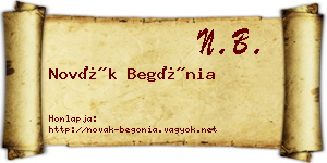 Novák Begónia névjegykártya